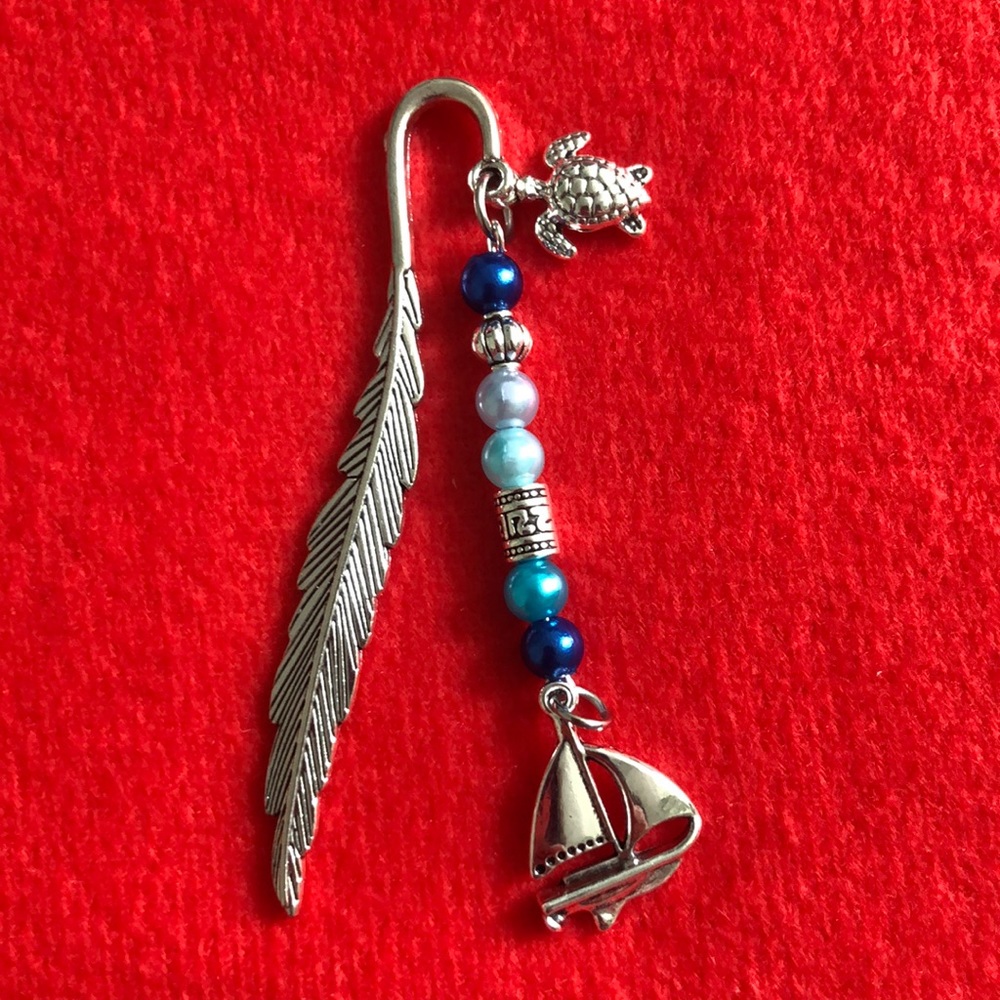 NWT, Handmade by A Charmed Life. Silver Feather Bookmark.